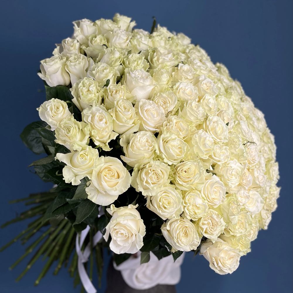Букет из 101 белой розы Premium 80 см.