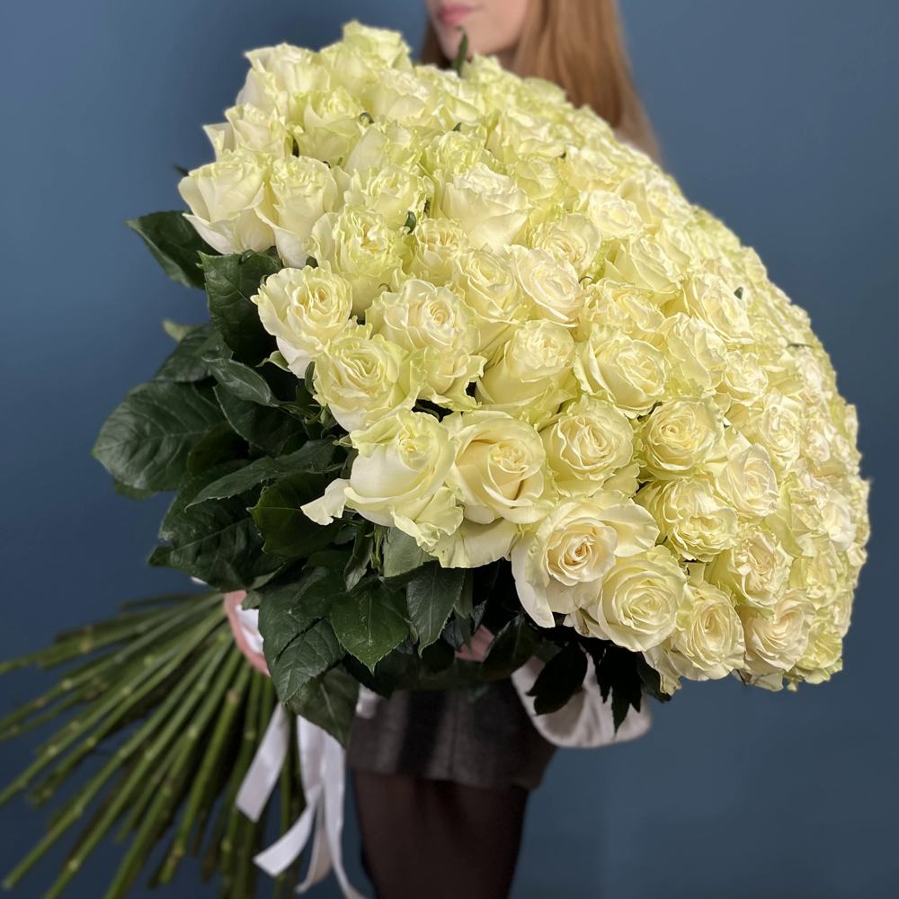 Букет из 101 белой розы Premium 80 см.