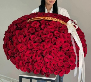 201 красная роза в корзине