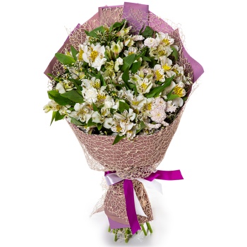 Букет из 21 белой альстромерии