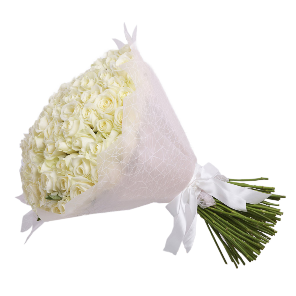 Букет из 101 белой розы premium 50 см