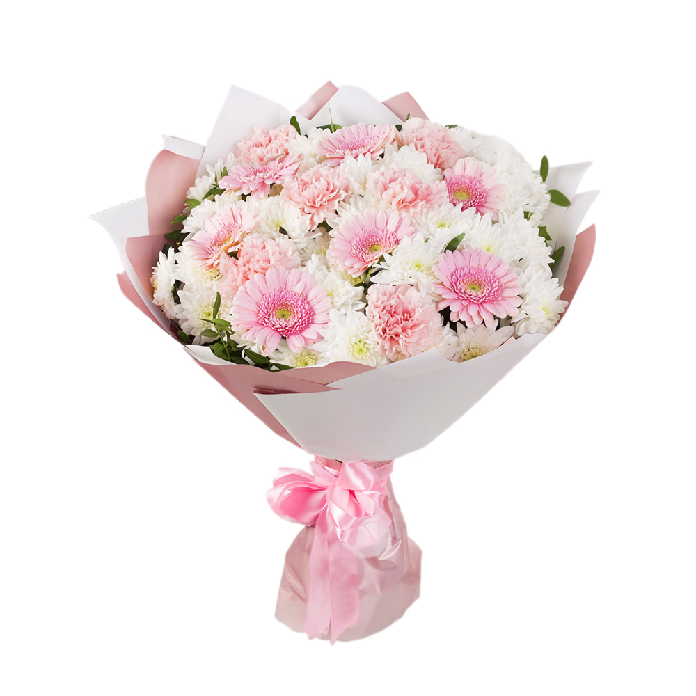 Букет из гвоздик и хризантем