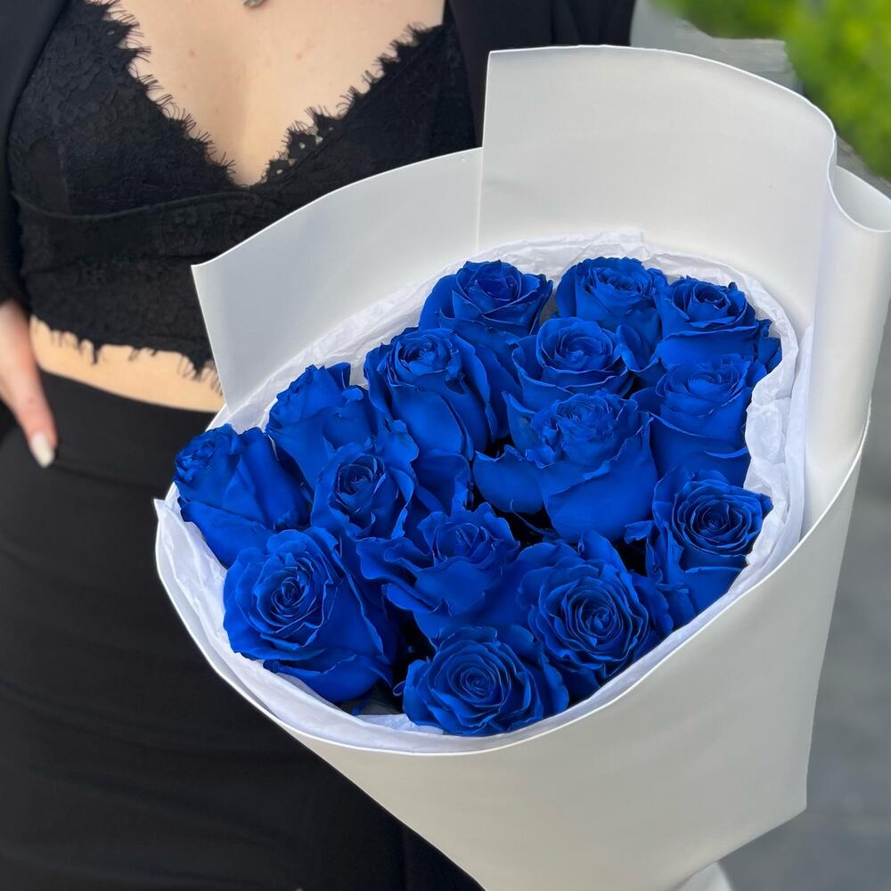 Букет из 15 синих роз Эквадор