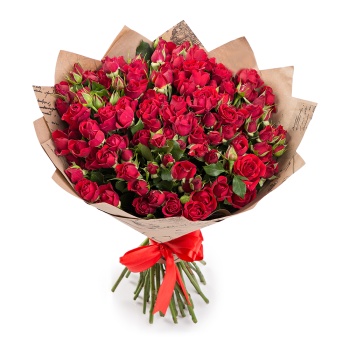 35 красных кустовых роз