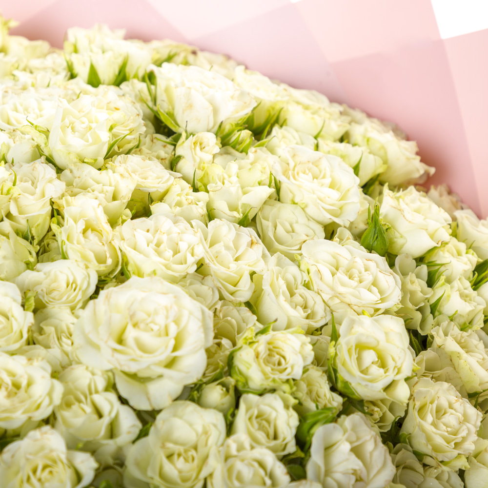 Букет из 101 белой кустовой розы