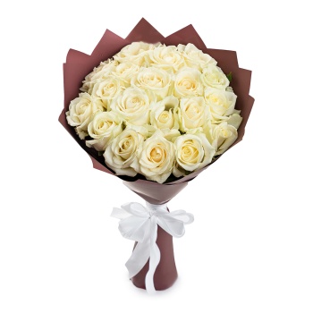 25 белых роз Premium 50 см