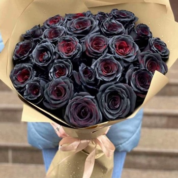 Букет из 25 чёрных роз