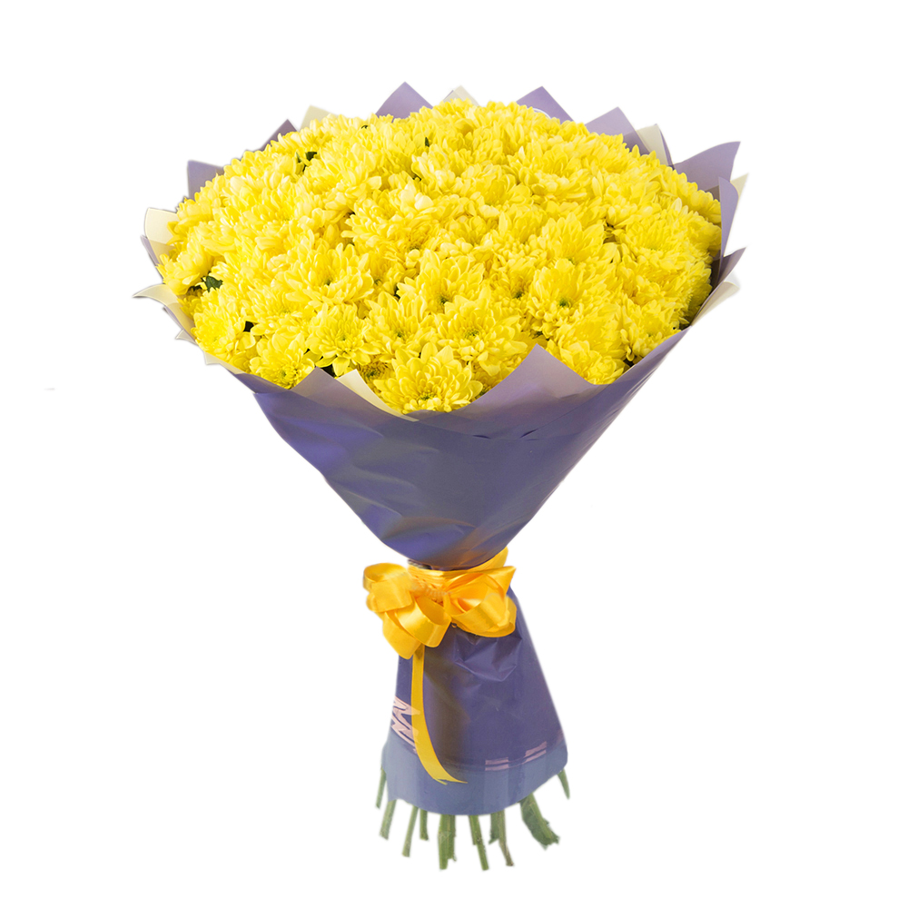 Букет из 25 желтых хризантем
