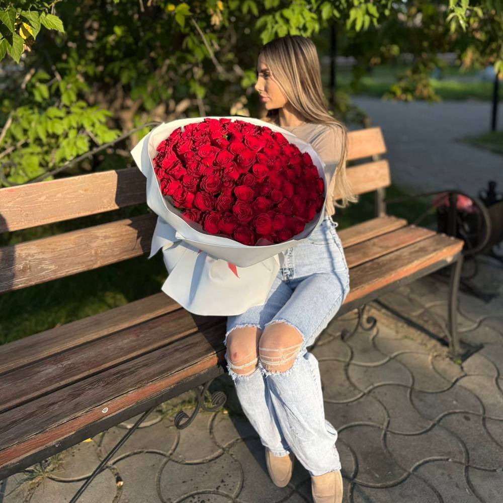 Акция! 101 красная роза 40 см.