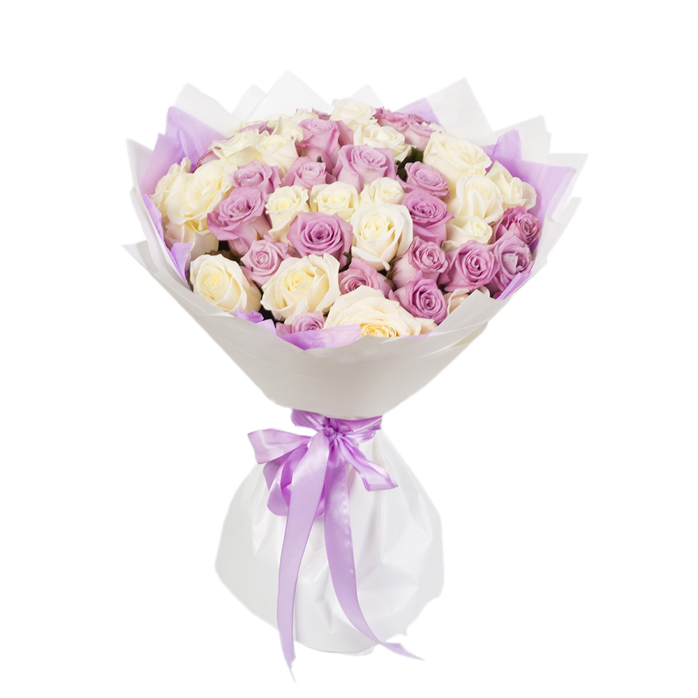 51 сиреневая и белая роза