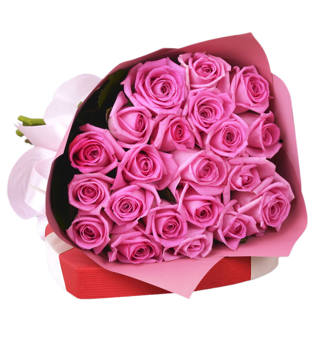 21 розовая роза 40 см