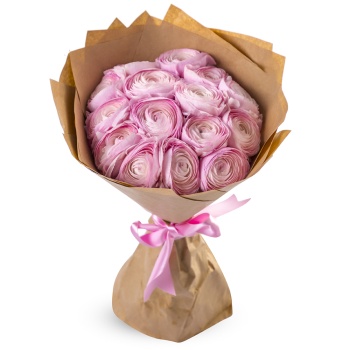 15 розовых ранункулюсов