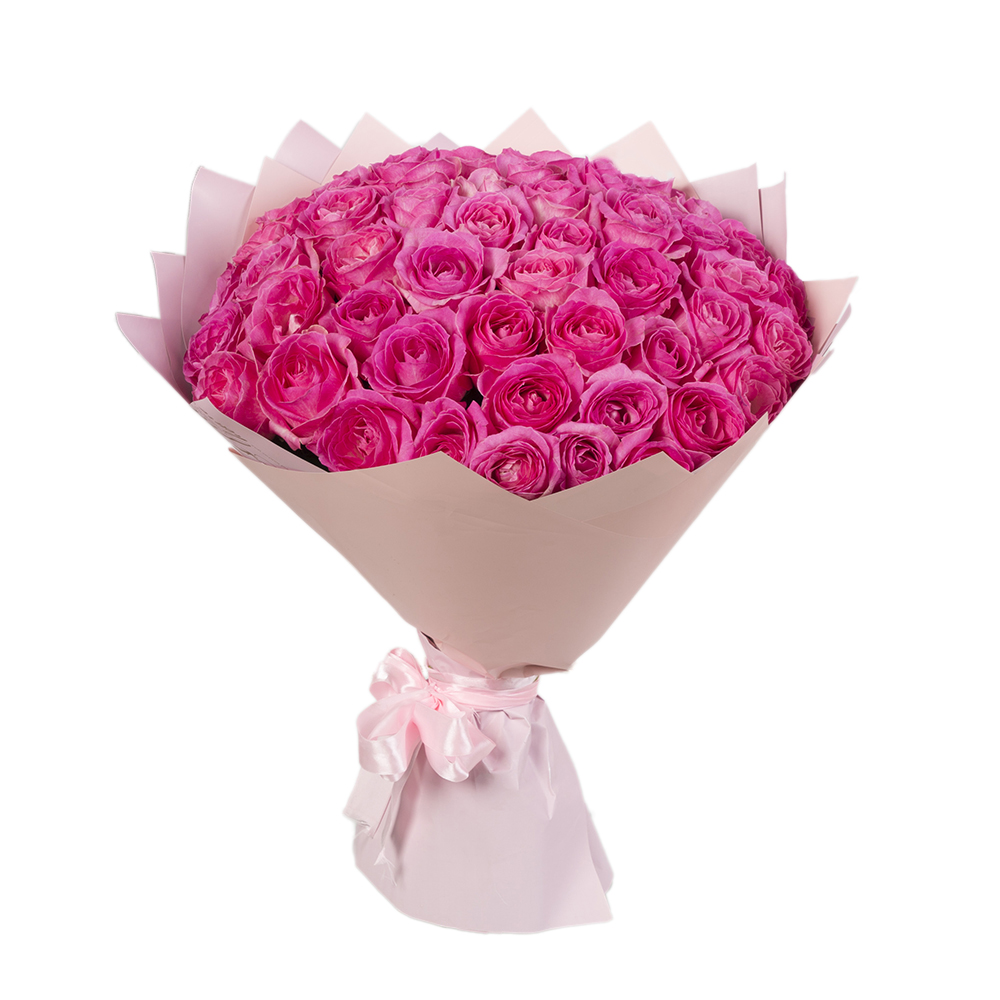 Букет из 51 розовой розы 50 см