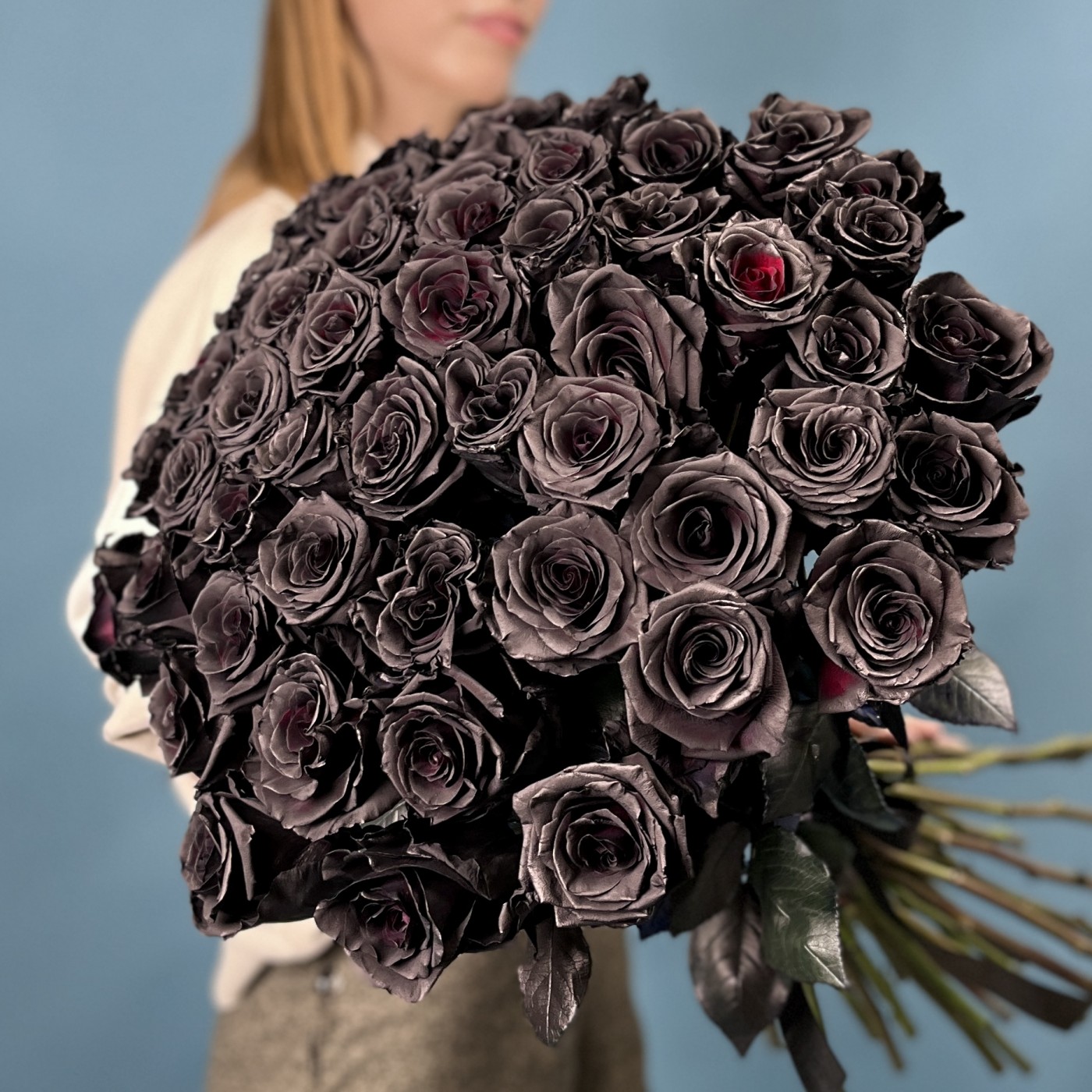 Букет из 51 чёрной розы