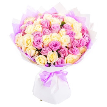 51 сиреневая и белая роза