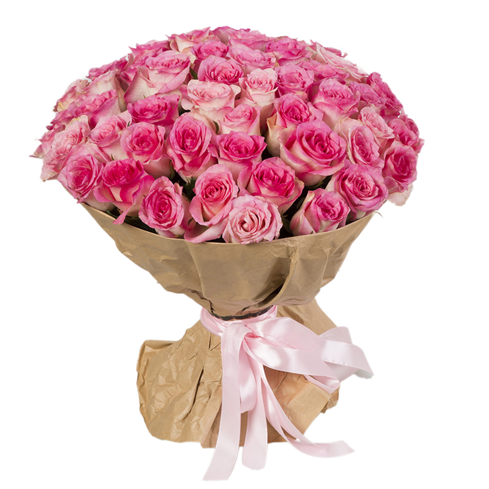 Букет из 51 розовой розы premium 40 см