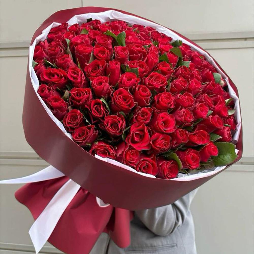 Акция! 101 красная роза 50 см.