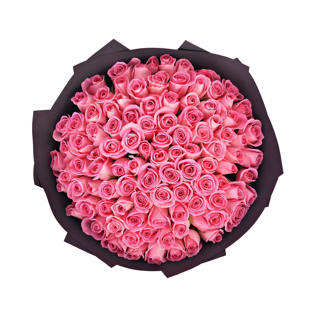 Букет из 101 розовой розы в крафте