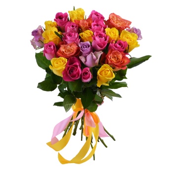 25 разноцветных роз