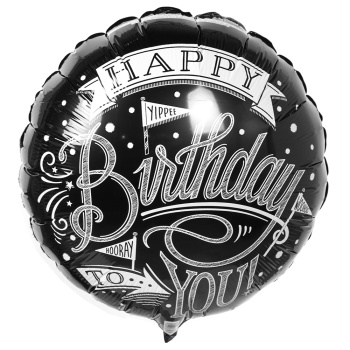 Воздушный шар черный Happy Birthday