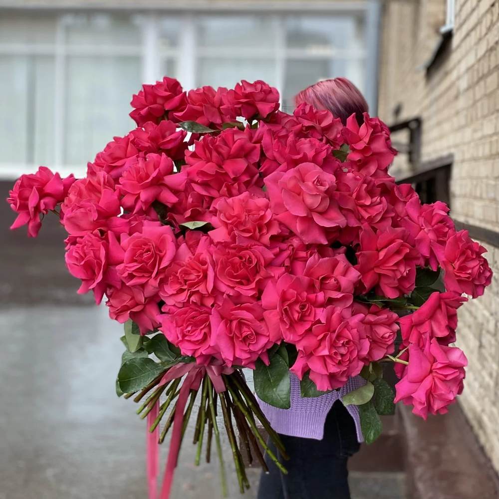 Французская малиновая роза 51 шт.