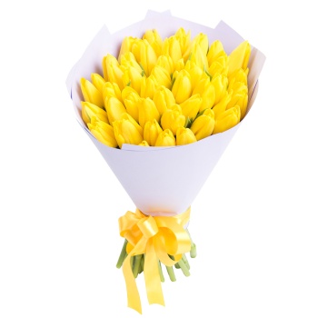 35 желтых тюльпанов
