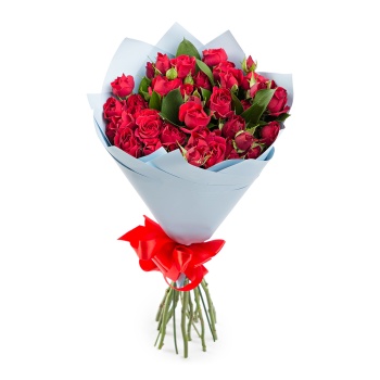 11 красных кустовых роз