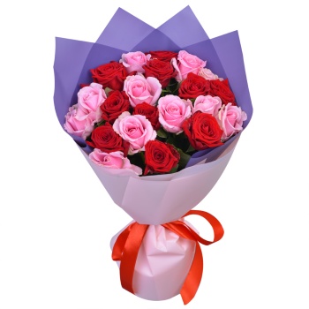 21 разноцветная роза Premium 40 см