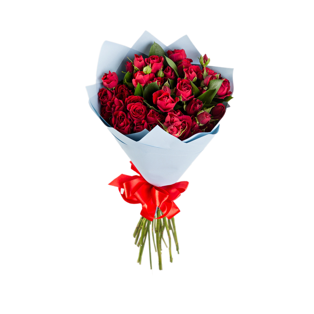 11 красных кустовых роз