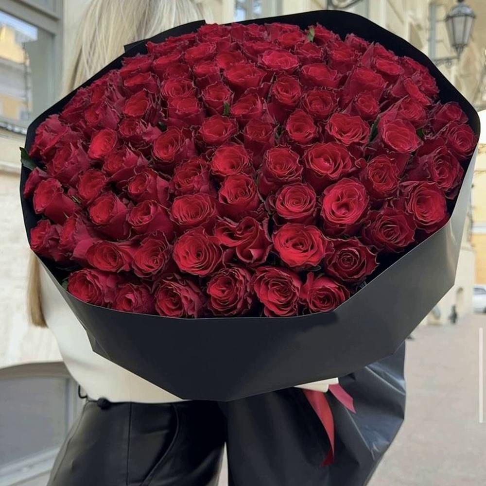 Акция! 101 красная роза 50 см.