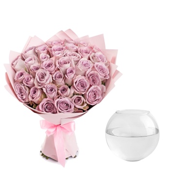 Букет из 35 сиреневых роз 40 см