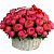 Букет из 51 красного пиона в корзине
